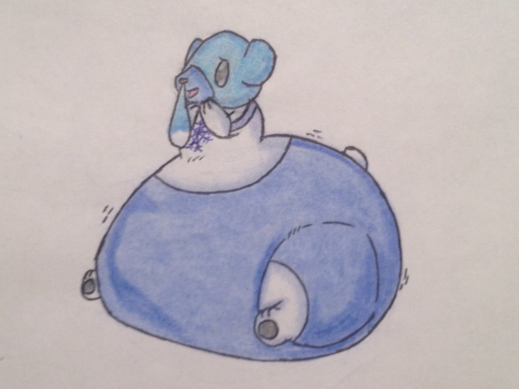 anthro balloon_belly bear belly bestia-bellator129 big_belly big_butt bloated blubber blue_body blue_fur bottom_heavy butt cubchoo fat_belly female fur generation_5_pokemon huge_butt hyper hyper_belly hyper_butt immobile jiggling_butt mammal monobutt monorump morbidly_obese morbidly_obese_anthro morbidly_obese_female nintendo obese obese_anthro obese_female overweight overweight_anthro overweight_female plump_belly pokemon pokemon_(species) polar_bear potbelly pudgy_belly soft_belly solo swollen_belly thick_belly thick_body thick_thighs traditional_media_(artwork) ursine white_body white_fur wide_hips