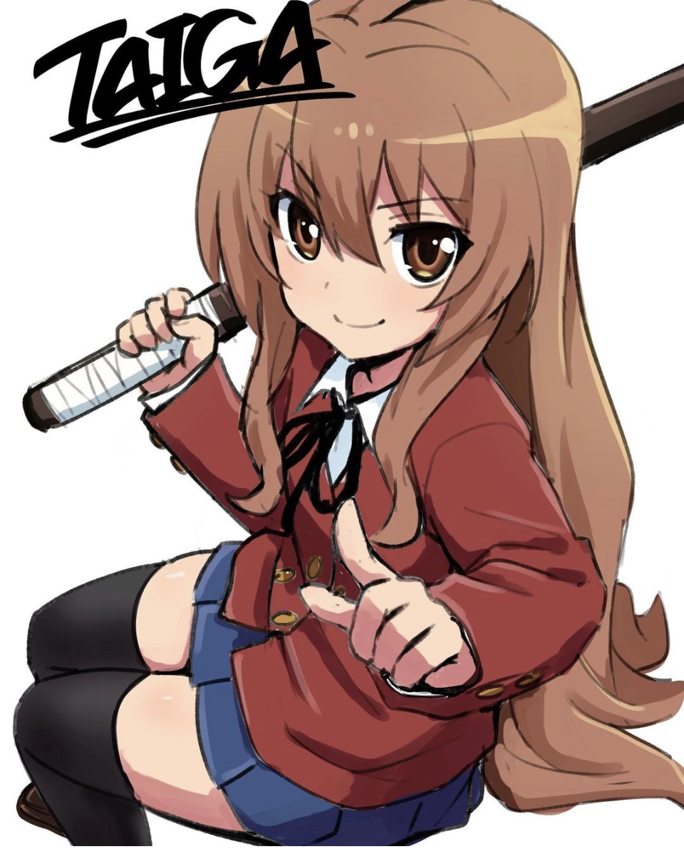 1girl aisaka_taiga black_ribbon black_thighhighs blazer blue_skirt bokken brown_eyes brown_footwear brown_hair buttons character_name closed_mouth collared_shirt commentary_request double-breasted from_above from_side haaam hair_between_eyes holding holding_sword holding_weapon index_finger_raised jacket loafers long_hair looking_at_viewer neck_ribbon oohashi_high_school_uniform pleated_skirt pointing pointing_at_viewer red_jacket ribbon school_uniform shirt shoes simple_background sitting skirt smile solo sword thighhighs toradora! very_long_hair weapon white_background white_shirt wooden_sword zettai_ryouiki