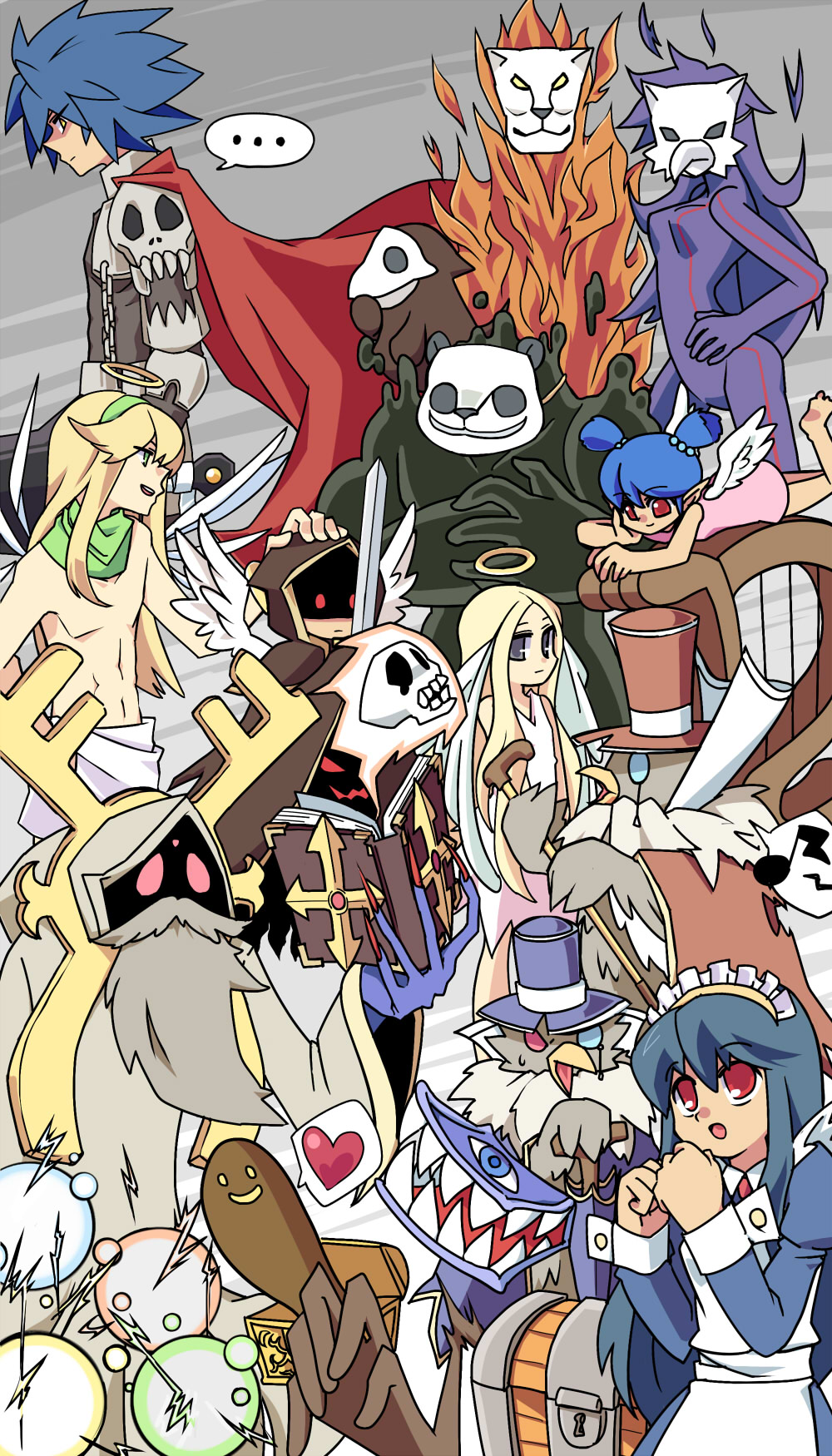 ... 4girls 5boys alice_(ragnarok_online) ancient_mimic angel angel_wings bangs baroness_of_retribution beard bird blonde_hair blue_cape blue_hair book brown_hood cane cape chain closed_mouth commentary_request cowboy_shot dame_of_sentinel darkness death_word demon despero_of_thanatos dolor_of_thanatos dress elder_(ragnarok_online) energy eyebrows_visible_through_hair facial_hair fox_mask genderswap genderswap_(ftm) green_eyes green_hairband green_scarf hairband halo harp hat heart highres holding holding_book holding_sword holding_weapon instrument lady_solace long_hair looking_to_the_side maero_of_thanatos maid maid_headdress mask mimic mimic_(ragnarok_online) mimic_chest mistress_of_shelter monocle monster multiple_boys multiple_girls odium_of_thanatos open_mouth owl owl_baron owl_duke owl_mask panda_mask plasma_(ragnarok_online) purple_eyes ragnarok_online red_cape red_eyes red_headwear rei_ai rideword_(ragnarok_online) scarf short_hair short_twintails skull smile spiked_hair spoken_ellipsis spoken_heart sword teeth thanatos_(ragnarok_online) top_hat topless_male treasure_chest twintails weapon white_dress white_wings wings