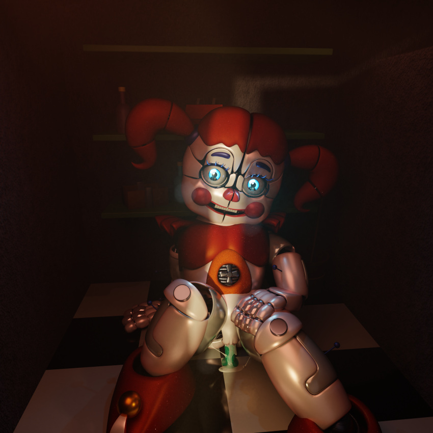 1:1 animatronic baby_(fnafsl) blue_eyes circus_baby_(fnaf) clothing clown clown_makeup clown_nose dildo dildo_in_pussy dildo_insertion dildo_sitting female five_nights_at_freddy's hair humanoid looking_at_viewer machine penetration red_clothing red_hair robot sex_toy sex_toy_in_pussy sex_toy_insertion sister_location solo unknown_artist vaginal vaginal_penetration video_games white_body