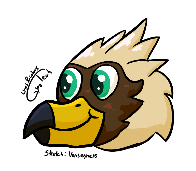 alpha_channel avian beak brown_body countershading facial_markings feathered_crest feathers female green_eyes gryphon gyrotech head_crest head_markings markings mask_(marking) mythological_avian mythology portrait serilde solo venseyness