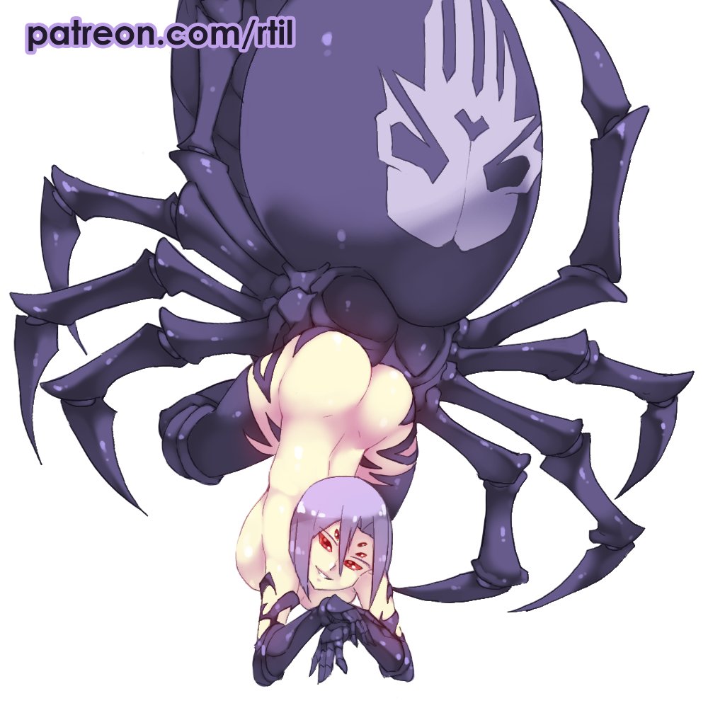 1:1 2021 5_fingers alternate_version_at_source arachnid arachnid_taur arthropod arthropod_taur better_version_at_source big_breasts breasts butt colored female fingers hanging_breasts looking_at_viewer monster_girl_(genre) monster_musume multi_eye nude patreon_username rachnera_arachnera_(monster_musume) red_eyes rtil smile solo spider spider_taur taur text url