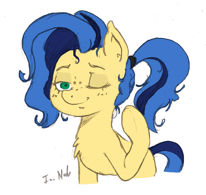 certificate_(artist) equid equine fan_character female freckles hasbro horse i_am_nude mammal milky_way_(character) my_little_pony one_eye_closed pony solo wink