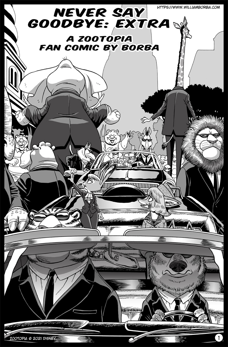 anthro bodyguard borba canid canine canis car clothed clothing comic common_hippopotamus cover cover_art cover_page crowd disney elephant elephantid english_text eyewear felid female female/female fox fully_clothed fur gesture giraffe giraffid greyscale group hair haircut hippopotamid judy_hopps lagomorph large_group leporid lion male mammal monochrome open_mouth open_smile outside pantherine proboscidean public rabbit shay_(borba) smile story street suit sunglasses sunglasses_on_face text tiger vehicle waving wolf zootopia