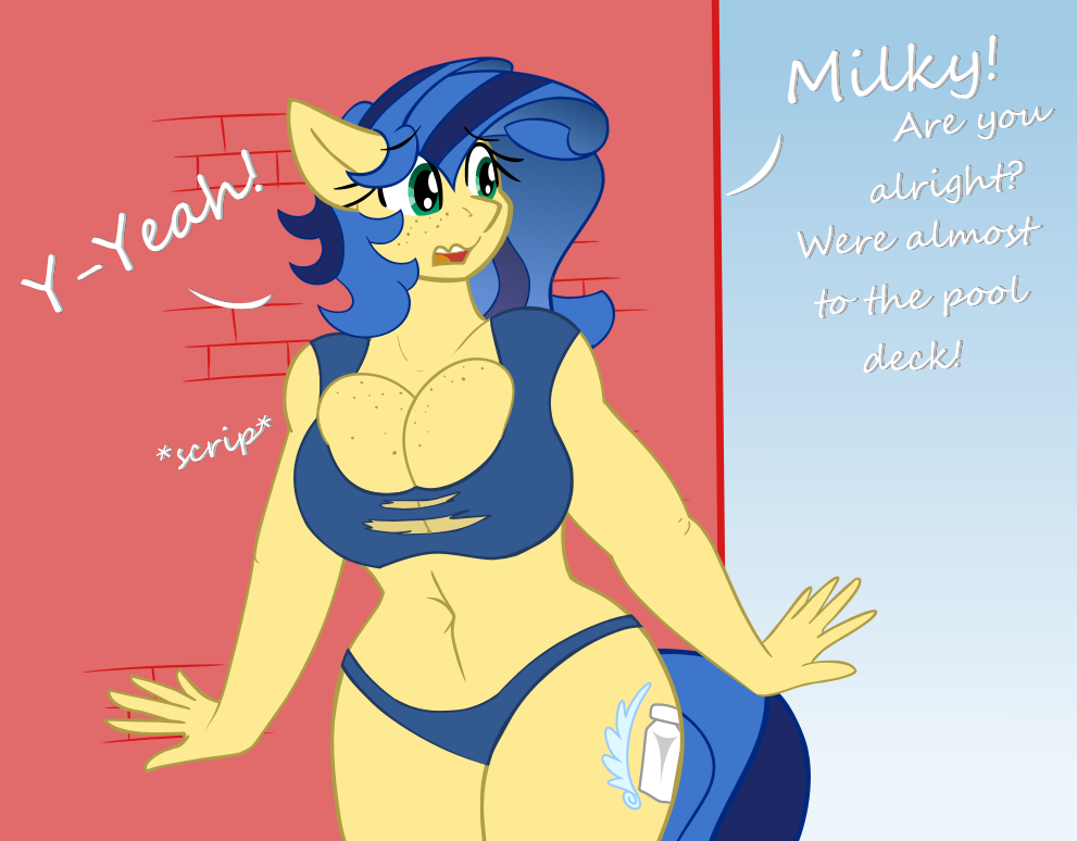 anthro breasts clothing codras cutie_mark equid equine fan_character female freckles hasbro horse mammal milky_way_(character) my_little_pony solo swimwear xwoofyhoundx