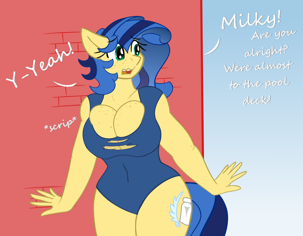 anthro breasts clothing codras cutie_mark equid equine fan_character female freckles hasbro horse mammal milky_way_(character) my_little_pony one-piece_swimsuit solo swimwear xwoofyhoundx