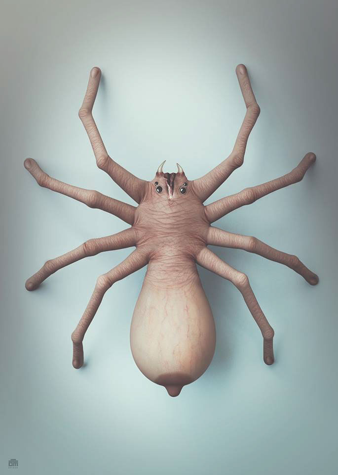 1_finger 4_eyes 8_legs arachnid arthropod black_eyes blue_background breast_creature breasts creepy female genitals light_body light_skin multi_eye nightmare_fuel oliver_ler_marinkoski pussy shadow simple_background solo spider stretch_marks thanks_i_hate_it vagina_dentata what what_has_art_done what_has_science_done what_in_the_fuck where_is_your_god_now why