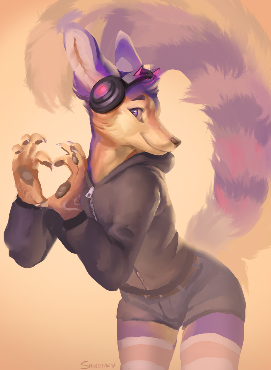 2021 5_fingers anthro clothed clothing digital_media_(artwork) female fingers fur hair hi_res hoodie purple_hair shwonky smile solo topwear