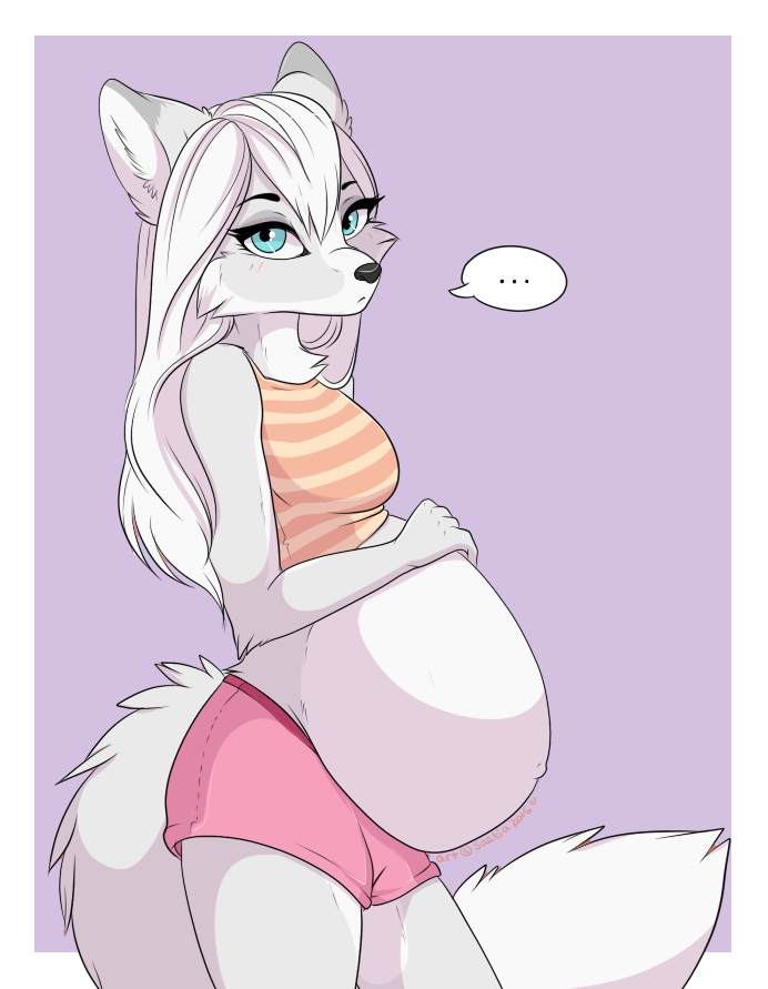 anthro belly big_belly canid canine canis clothing female mammal pregnant saetia solo wolf
