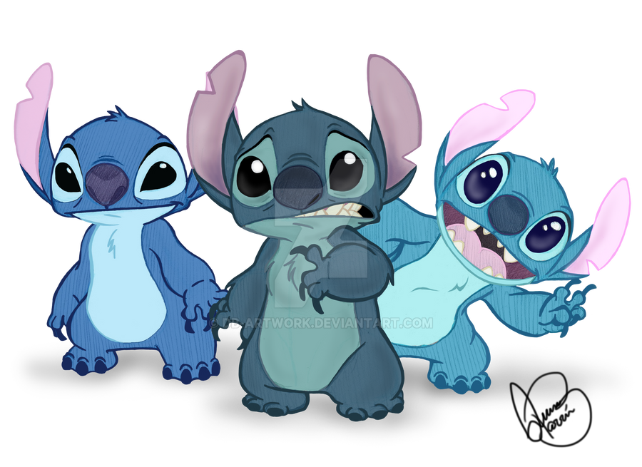 2014 alien anthro black_eyes blue_body blue_fur disney frown fur gesture group lilo_and_stitch looking_at_viewer male signature smile smiling_at_viewer stitch! stitch_(lilo_and_stitch) waving waving_at_viewer