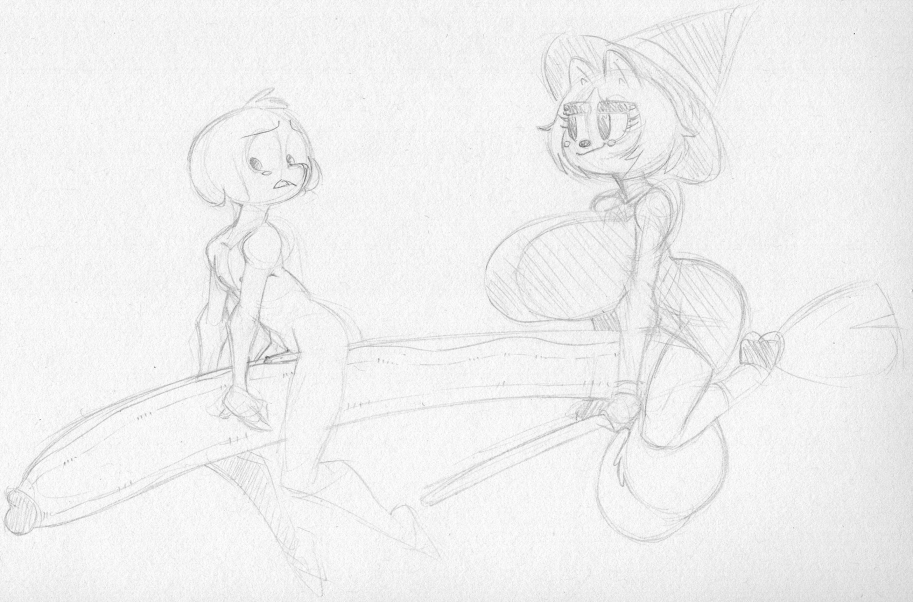 2021 anthro anthro_on_anthro balls big_breasts big_penis blush breasts broom broom_riding cartoon_network cleaning_tool clothing domestic_cat duo elephant elephantid eyebrows eyelashes felid feline felis genitals gynomorph gynomorph/male hair hat headgear headwear huge_breasts huge_penis hyper hyper_genitalia hyper_penis intersex intersex/male long_penis male mammal monochrome oscar_(sci) penis penis_size_difference proboscidean sbshouseofpancakes short_hair small_penis summer_camp_island susie_(sci) thick_eyebrows traditional_media_(artwork) witch_hat