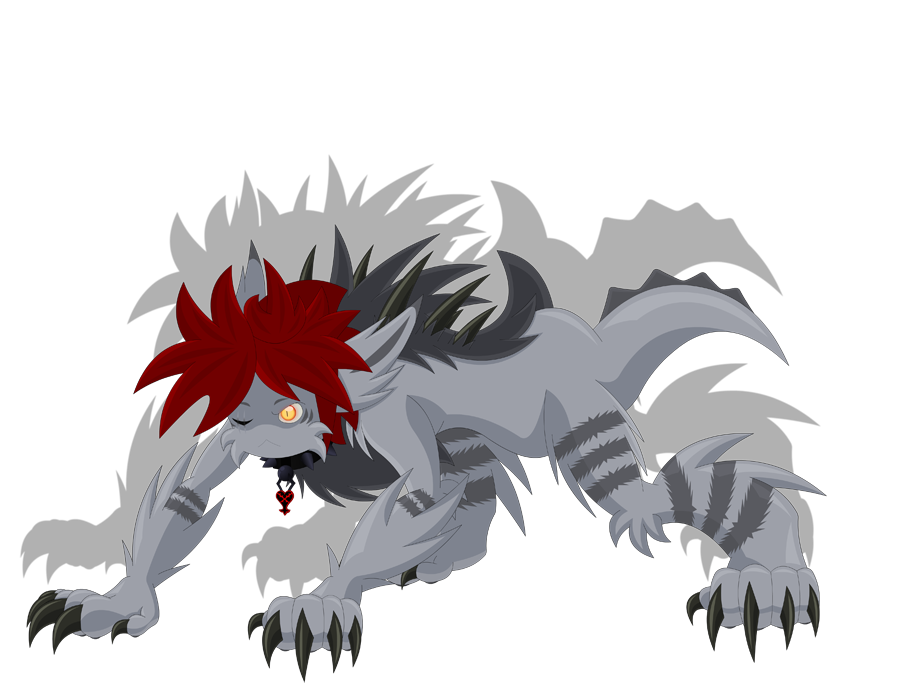 alpha_channel angry angry_expression anthro attack attack_pose claws collar deishun eye_scar facial_scar fan_character fur grey_body grey_fur hair heartless kingdom_hearts kingdom_hearts_3 male monster red_hair scar solo spiked_collar spikes square_enix tail zarjhan_mary