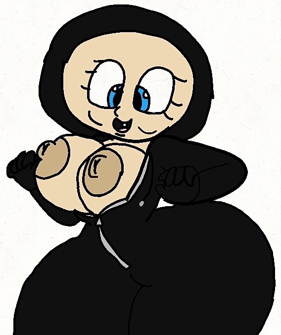 babyface_(happy_death_day) big_breast black_gloves black_hoodie black_pants blue_eyes breast_zipper breasts character_mask gloves happy_death_day hood hoodie huge_breasts killer large_breasts mask masked_female nipples pants