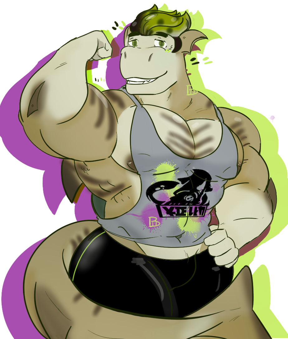 anthro blush blush_lines cafeaubandage clothed clothing codan digital_media_(artwork) fish flexing male marine markings midriff nintendo nipples pecs pseudo_hair requiem_shark shark shirt simple_background smile solo splatoon tan_body tank_top tentacle_hair tentacles tiger_shark topwear