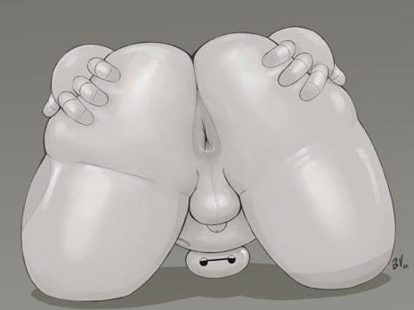anus balls baymax big_butt big_hero_6 brouva butt disney genitals low_res machine male penis presenting presenting_anus presenting_hindquarters robot solo thick_thighs