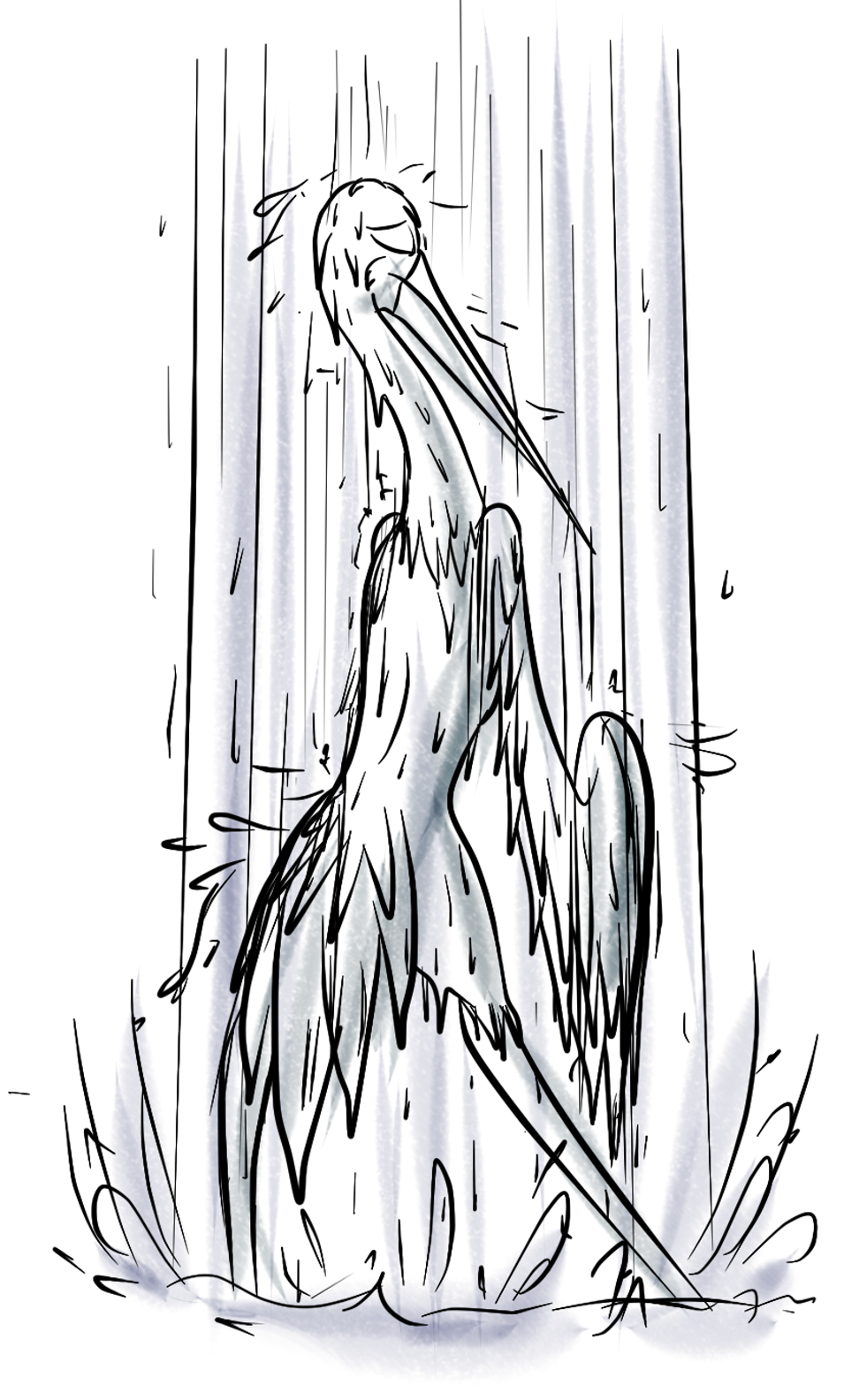 2016 avian bird crane_(bird) dreamworks eyes_closed feathers feral gruiform hi_res kung_fu_panda male master_crane nude showering solo tail_feathers wet wings