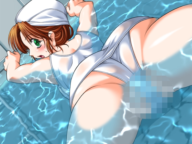 artist_request brown_hair censored character_request source_request swimming swimsuit tryset