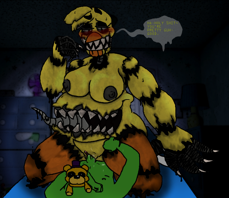 bed chick duo female five_nights_at_freddy's five_nights_at_freddy's_4 furniture genitals male nightmare_chica_(fnaf) pussy repairfag scottgames sex video_games