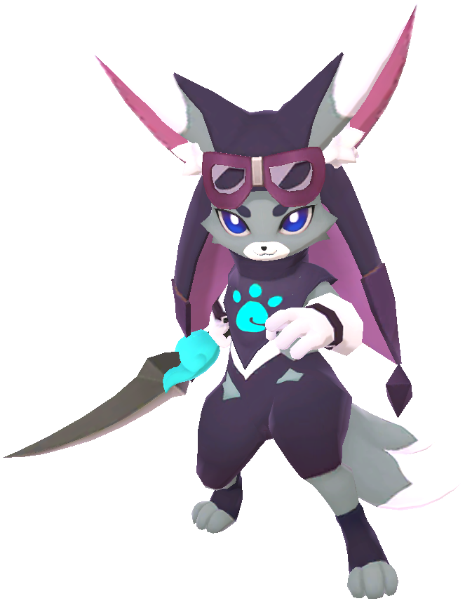 alpha_channel ambiguous_gender anthro astromon big_ears blue_eyes canid canine clothing eyewear fennec_(astromon) fenrauder fox glasses headgear mammal melee_weapon monster_super_league simple_background solo sword tagme transparent_background unknown_artist variant_astromon weapon