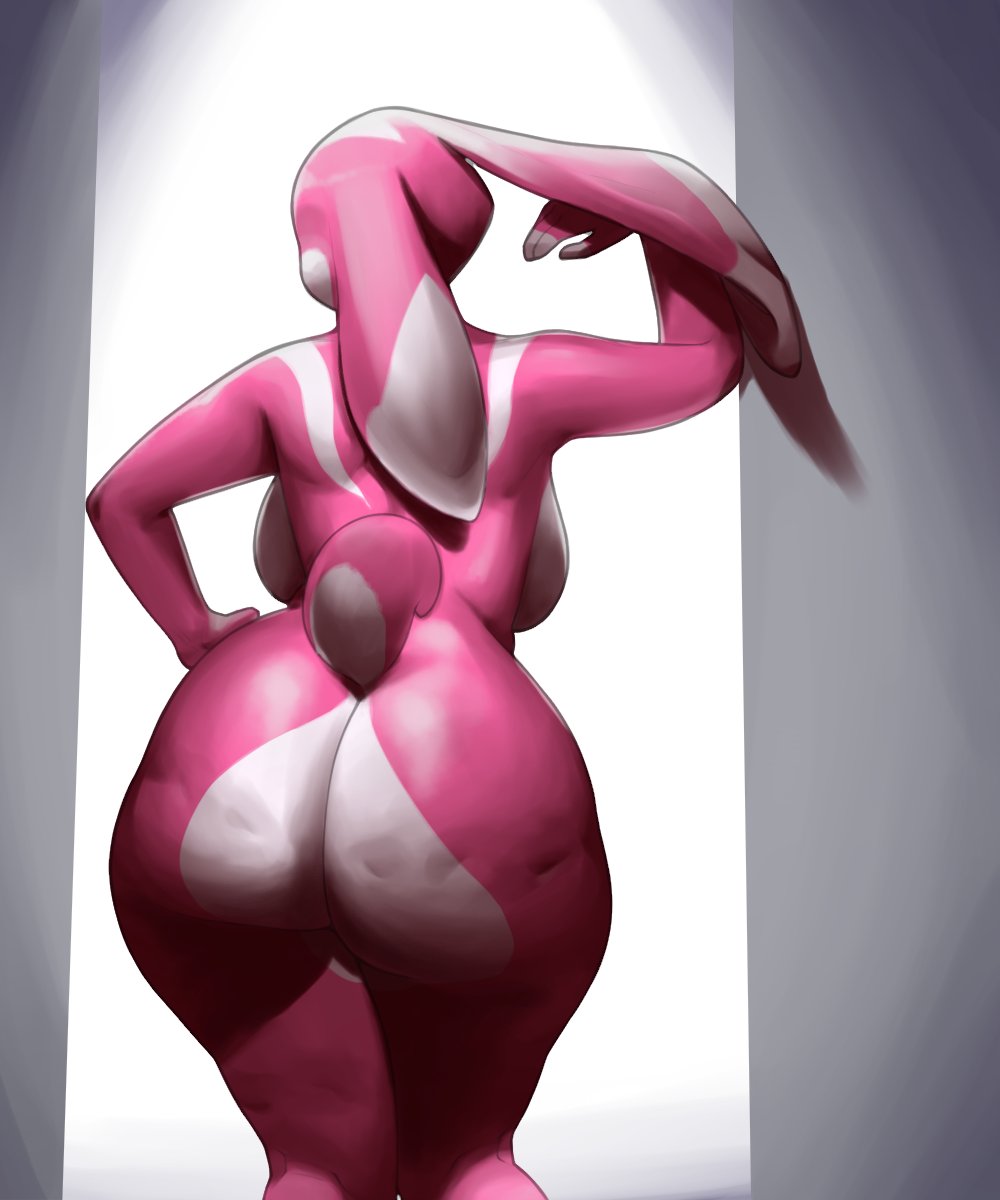 5:6 anthro back_boob big_butt breasts butt conditional_dnp female fur hand_on_hip hi_res lagomorph leporid mammal multicolored_body multicolored_fur nude rabbit rear_view solo standing thick_thighs two_tone_body two_tone_fur wide_hips xopachi