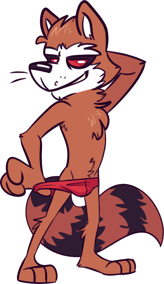 anthro clothing goronic guardians_of_the_galaxy hand_behind_head male mammal marvel procyonid raccoon rocket_raccoon solo speedo speedo_only swimwear thumb_in_waistband