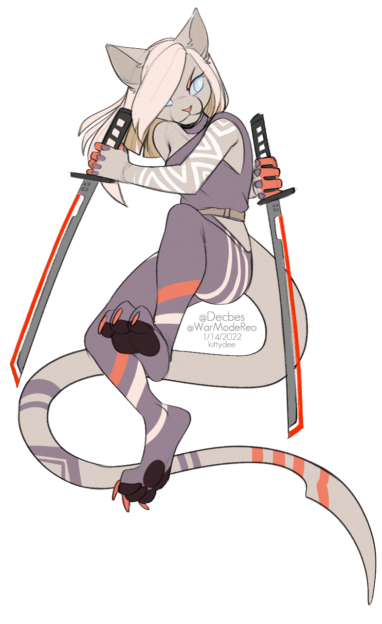 2022 3_toes 5_fingers alpha_channel anthro breasts clothed clothing digital_media_(artwork) domestic_cat feet felid feline felis female fingers hi_res kittydee mammal melee_weapon simple_background sword toes transparent_background weapon