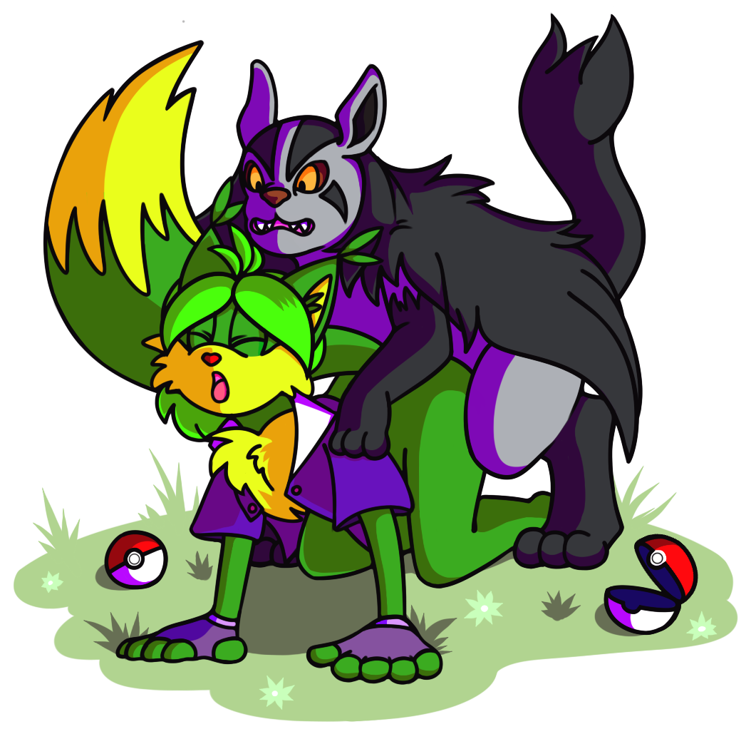 2016 alex_nerpy_fox anthro anthro_on_feral bestiality canid canine collectollider doggystyle duo feral fox from_behind_position fur green_body green_fur male male/male mammal mightyena nintendo pok&eacute;mon pok&eacute;mon_(species) sex video_games