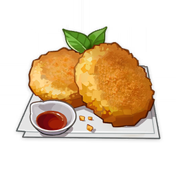 artist_request bowl commentary english_commentary food food_focus genshin_impact hash_browns jam leaf lowres napkin no_humans official_art still_life third-party_source transparent_background