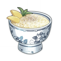 artist_request bowl commentary dessert english_commentary floral_print food food_focus garnish genshin_impact leaf lowres mango mint muted_color no_humans official_art rice rice_pudding still_life third-party_source transparent_background