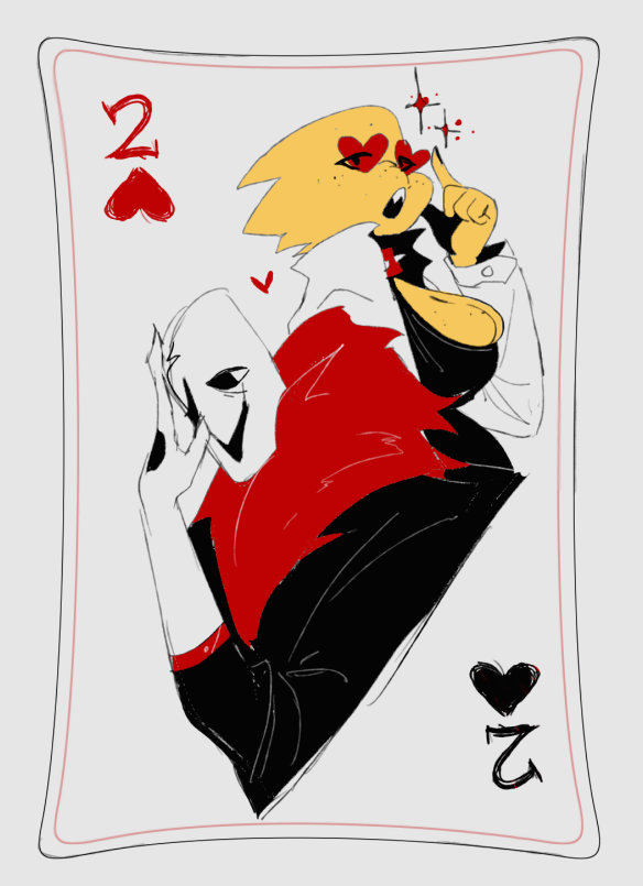 &lt;3 alphys anthro big_breasts black_nails breasts card cleavage cleavage_overflow clothed clothing coat collar colored_nails dress duo eyewear female front_view fur_collar gaster glasses gloves handwear heart_glasses humanoid jacket lab_coat lizard looking_at_viewer nails non-mammal_breasts open_mouth open_smile pastrydog playing_card pose reptile scales scalie side_view simple_background smile sparkles spiked_collar spikes topwear undertale undertale_(series) video_games white_body yellow_body yellow_scales