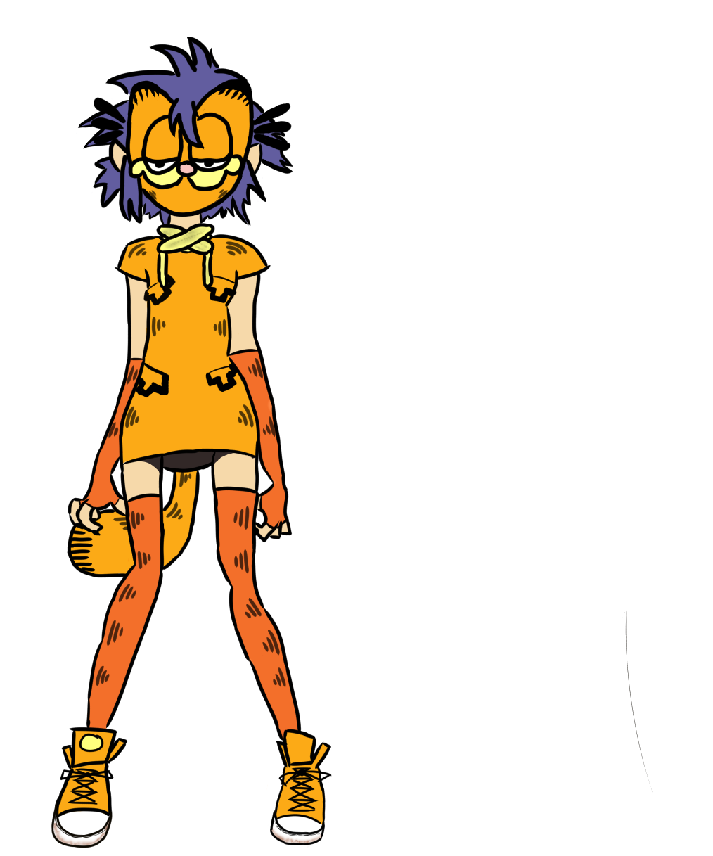 alpha_channel ambiguous_gender anthro domestic_cat ego-erik-182 felid feline felis garfield_(series) garfield_the_cat gorillaz hi_res human humanoid mammal noodle_(gorillaz) png_file simple_background solo transparent_background