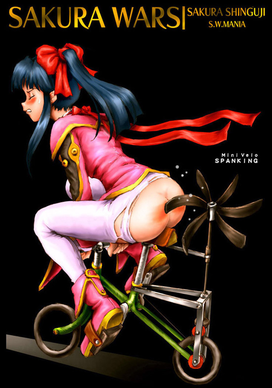 discipline machine mania_street ribbon sakura_taisen sakura_wars self_spanking shinguuji_sakura spanked spanking