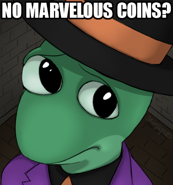 amphibian anthro big_eyes brick_wall bust_portrait close-up clothing frog front_view frown green_body green_skin grim_echoes hat headgear headwear image_macro jimmy_and_the_pulsating_mass looking_at_viewer male meme mr._marvelous no_bitches? portrait sad signature solo suit text three-quarter_view top_hat wall_(structure)