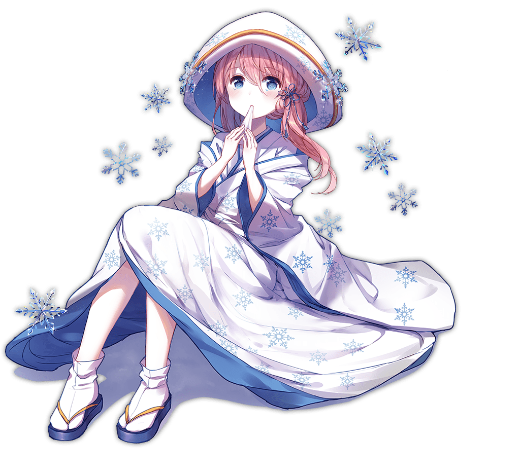 1girl ark_order bangs blue_footwear coat eating food geta grass holding holding_food japanese_clothes kimono looking_up low_ponytail mochi official_art pink_hair pom_pom_(clothes) side_ponytail sitting snow socks solo tabi tachi-e transparent_background white_coat white_hood white_kimono white_legwear yue_yue yuki_onna_(ark_order)