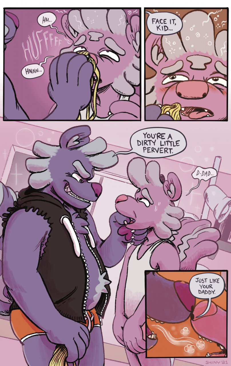 anthro blush clothing comic dirk_skunkdad duo father father_and_child father_and_son hi_res male male/male mammal mephitid parent parent_and_child shiny_skunk_(character) shinyluvdisc skunk sniffing son underwear underwear_sniffing