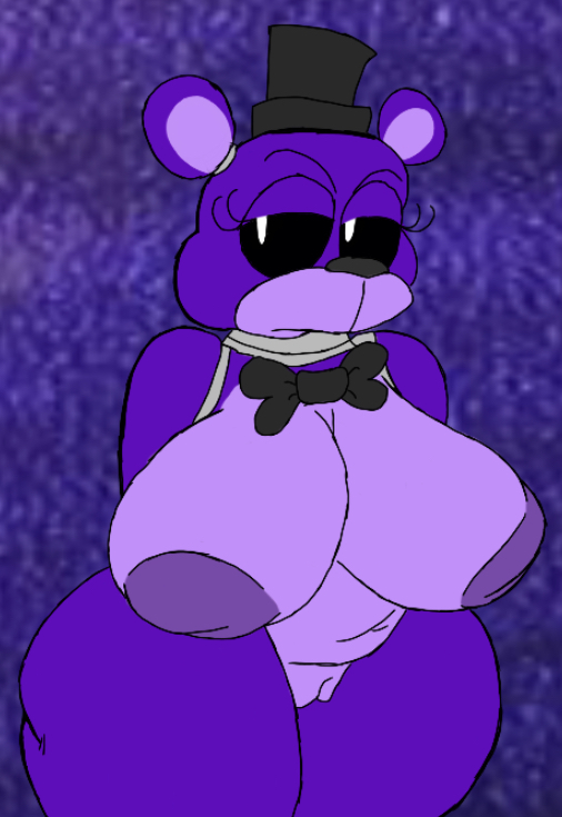 animatronic anthro batzcave big_breasts big_butt breasts butt clothing digital_media_(artwork) female five_nights_at_freddy's five_nights_at_freddy's_2 freddy_(fnaf) fur genitals glowing glowing_eyes hat headgear headwear humanoid lagomorph machine mammal nipples nude pussy robot scottgames shadow_freddy_(fnaf) simple_background solo thick_thighs ursid video_games wide_hips