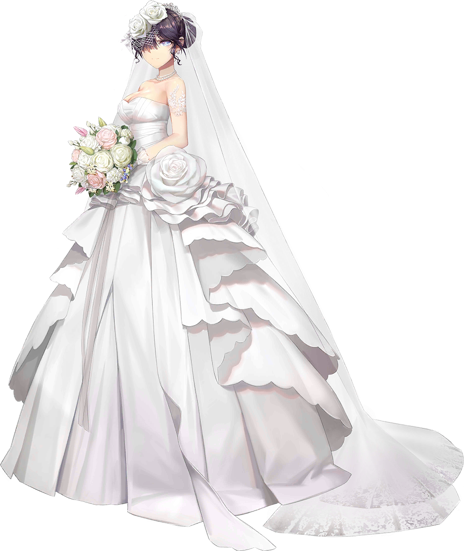 1girl alternate_costume armband bangs bare_shoulders blue_eyes bouquet breasts bridal_veil bride cleavage closed_mouth collarbone crown dress earrings flower formal frilled_dress frills full_body gloves gown hair_bun hair_flower hair_ornament hair_over_one_eye holding holding_bouquet iron_saga jewelry large_breasts logo long_dress long_hair looking_at_viewer necklace official_art pearl_necklace purple_hair rose serenity_(iron_saga) serenity_(iron_saga)_(bride) sidelocks solo standing strapless strapless_dress tiara transparent_background underbust veil wedding_dress white_dress white_flower white_gloves zjsstc