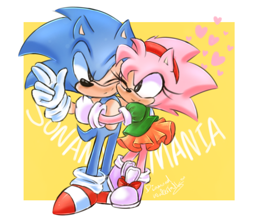 &lt;3 2018 5_fingers amy_rose anthro black_nose blue_body bottomwear classic_sonic_(universe) clothed clothing diawaterfalls duo embrace eulipotyphlan eyelashes female fingers footwear gloves handwear hedgehog hug male male/female mammal one_eye_closed pink_body sega shoes signature simple_background skirt smile sonic_the_hedgehog sonic_the_hedgehog_(series) text