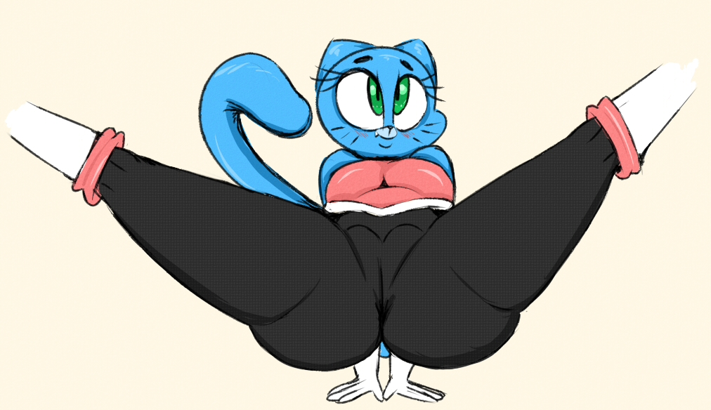 anthro big_butt blue_body butt camel_toe cartoon_network clothing cosplay domestic_cat felid feline felis female green_eyes handstand mammal neom-daddy nicole_watterson rouge_the_bat sega skinsuit solo sonic_the_hedgehog_(series) spread_legs spreading the_amazing_world_of_gumball thick_thighs tight_clothing whiskers