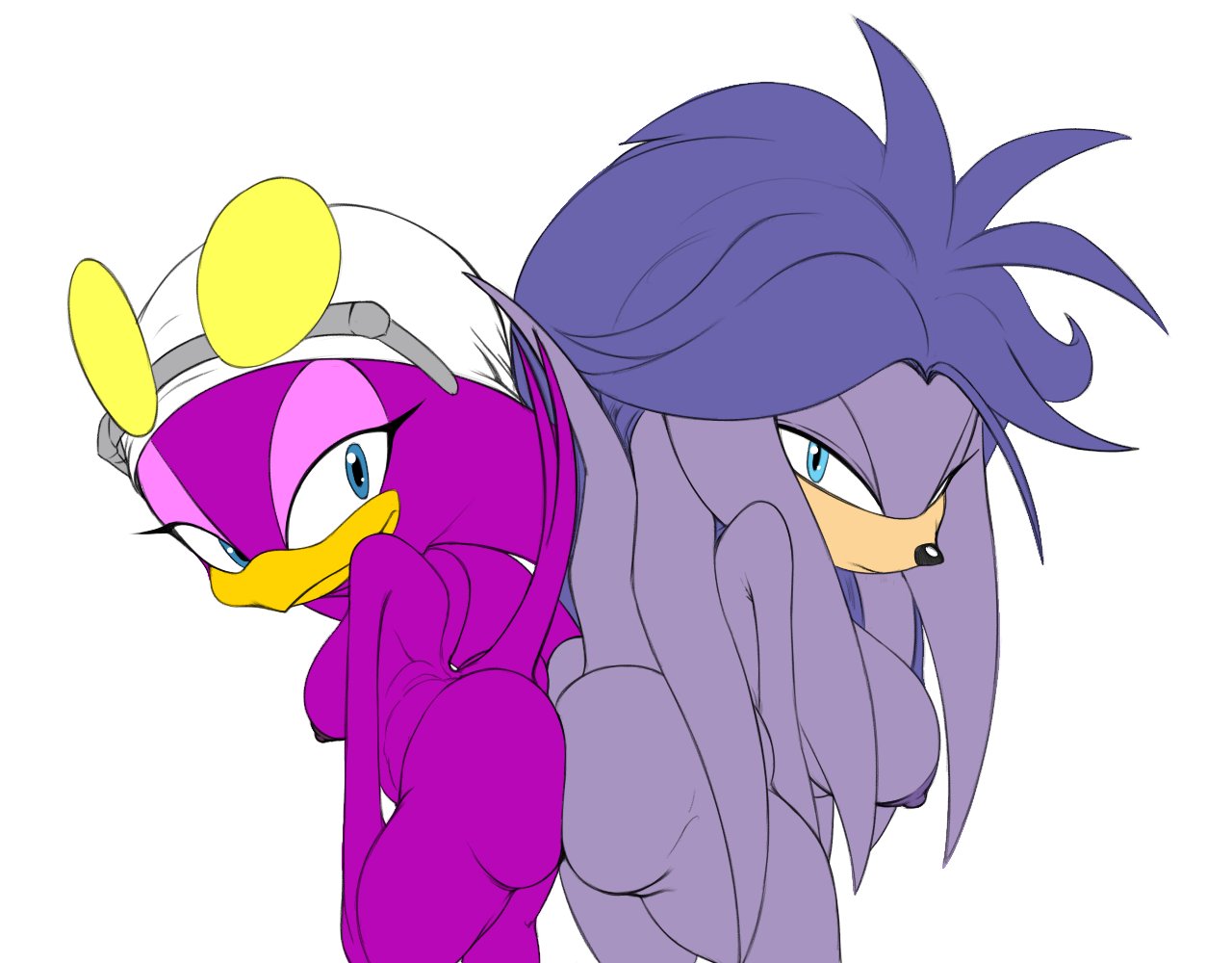 anthro avian big_butt bird breasts butt butt_frottage duo echidna female gala-na hirundinid looking_at_viewer mammal monotreme nipples nude oscine passerine raccoonshinobi sega side_boob sonic_riders sonic_the_hedgehog_(series) swallow_(bird) wave_the_swallow