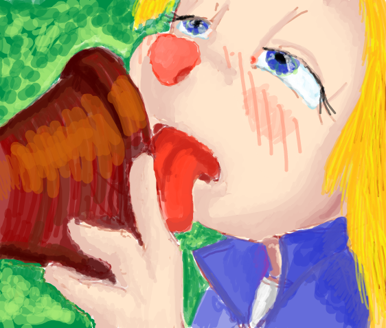 anthro blonde_hair blue_eyes blush blush_lines chip_'n_dale_rescue_rangers disney doorknob female gadget_hackwrench hair licking mammal mouse murid murine rodent solo suggestive tongue tongue_out unknown_artist