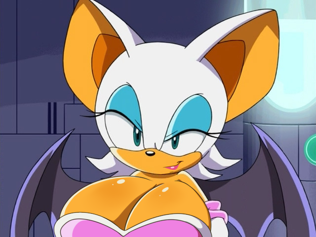 anthro big_breasts breasts chiropteran cleavage clothed clothing conditional_dnp digitaldomain123 edited_screencap female huge_breasts mammal rouge_the_bat sega solo sonic_the_hedgehog_(series) wings