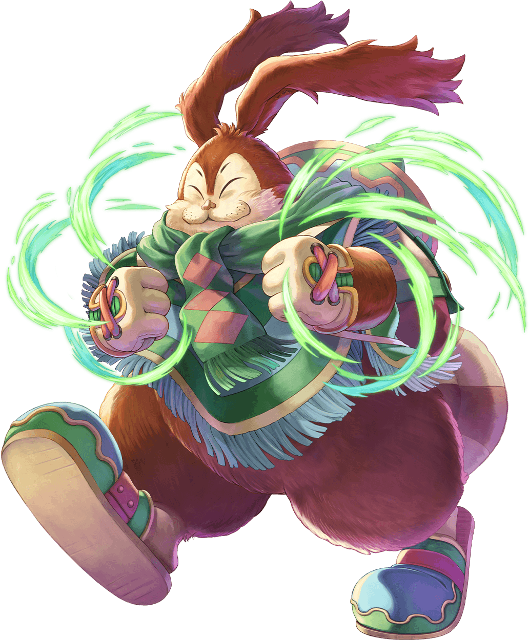2022 alpha_channel anthro belly big_belly biped brown_body brown_fur clothed clothing eyes_closed fur gloves handwear hat headgear headwear hi_res humanoid_hands lagomorph legend_of_mana leporid magic mammal mana_(series) niccolo official_art overweight rabbit simple_background solo square_enix transparent_background unknown_artist video_games
