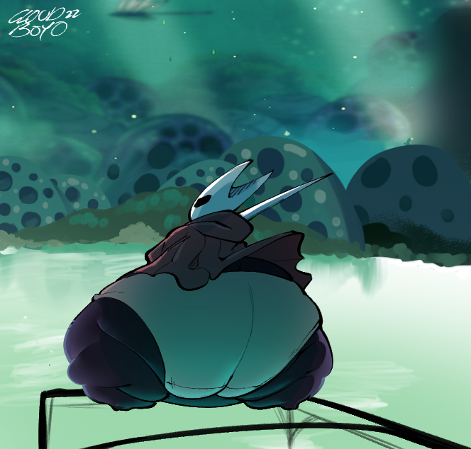 2022 anthro arthropod big_butt black_body butt clothing cloudboyo digital_media_(artwork) empty_eyes female hollow_knight hornet_(hollow_knight) huge_butt hyper hyper_butt insect looking_away mask morbidly_obese morbidly_obese_anthro morbidly_obese_female obese obese_anthro obese_female overweight overweight_anthro overweight_female pear-shaped_figure red_cloak signature solo team_cherry underwear weapon white_clothing white_underwear wide_hips