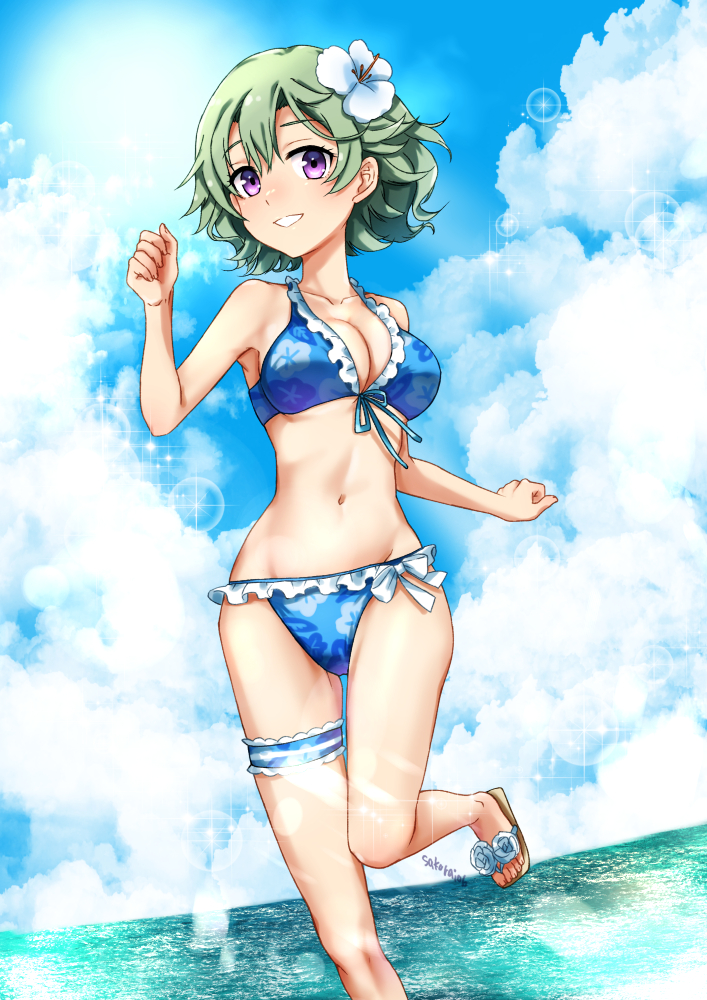 1girl bikini breasts double-parted_bangs eiyuu_densetsu musse_egret sen_no_kiseki solo swimsuit yu_sakurai06