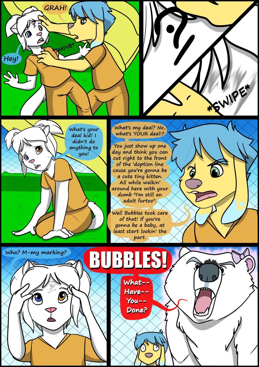 2020 anthro biped clothing collaboration comic detailed_background dialogue english_text female fur group hair hi_res kammypup_(artist) mammal runt_(artist) shirt sitting speech_bubble standing text topwear trio ursid