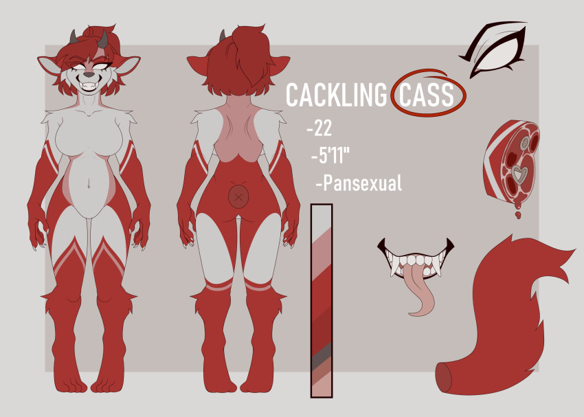 anthro female grinion_(species) hair hi_res horn markings model_sheet red_hair red_markings solo white_eyes wolfdoxx