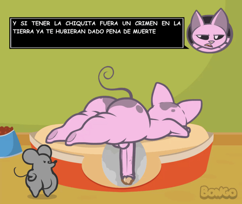 animated big_butt big_penis bonguitoweon butt duo felid feline feral genitals jiggling kid_vs._kat male mammal mouse mr._kat murid murine penis rodent spanish_text text thick_thighs translation_check translation_request wiggle