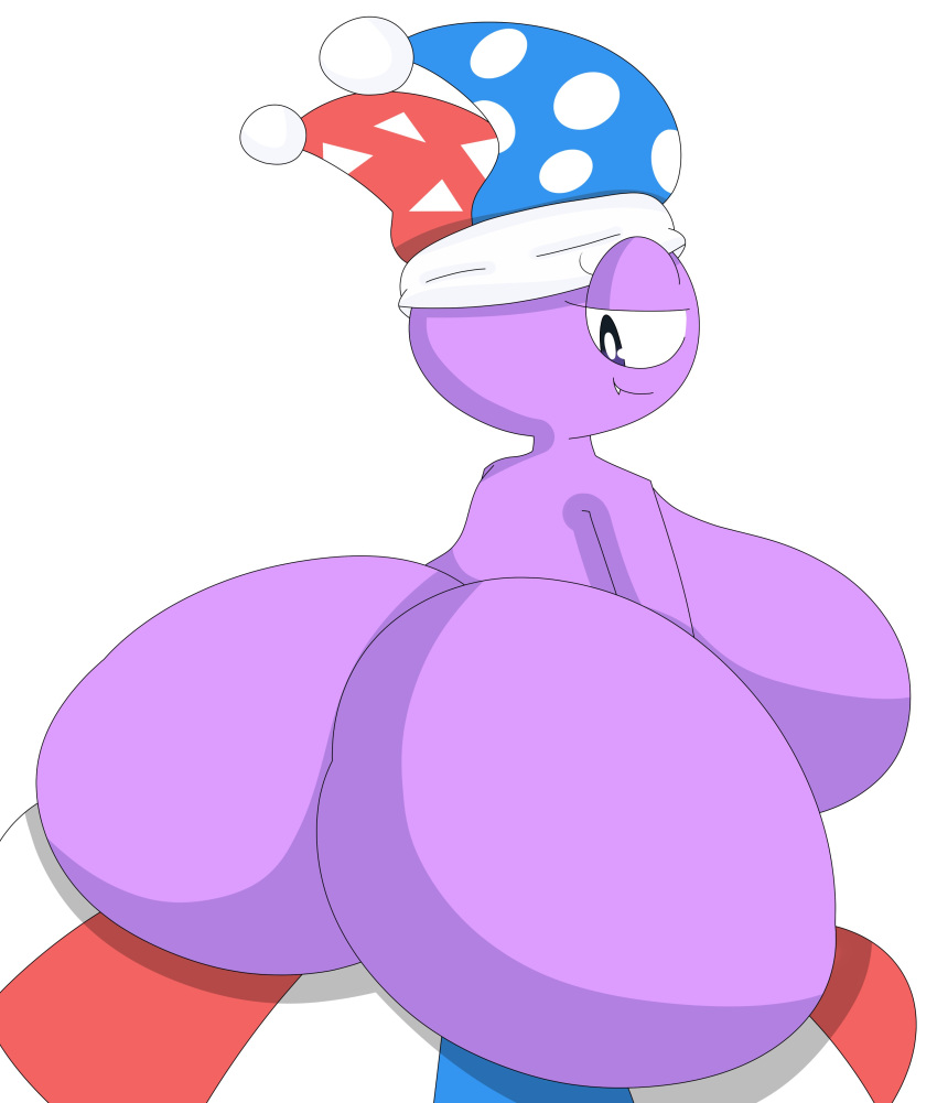 absurd_res anthro big_breasts big_butt breasts butt cyandrive98 eyelashes female hi_res huge_butt kirby_(series) looking_down marx nintendo nude nude_female purple_body purple_eyes purple_skin solo video_games