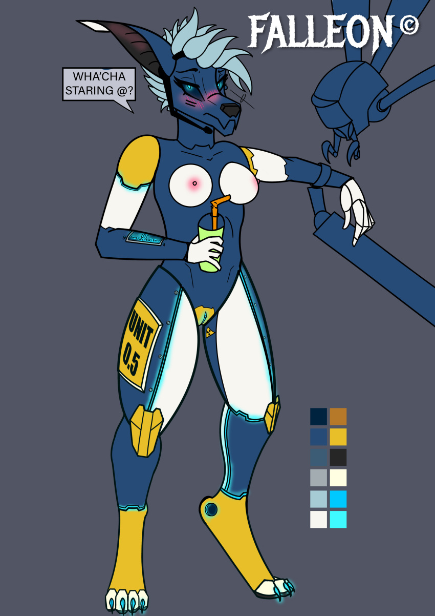 absurd_res anthro falleon female hi_res machine mechanical_arm nude robot robotic solo synth